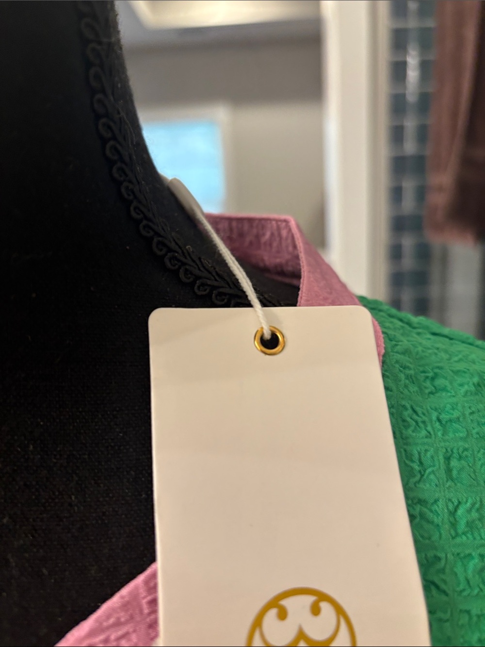 Green Tiered Midi Dress with Pink Trim - Picture 3 of 9